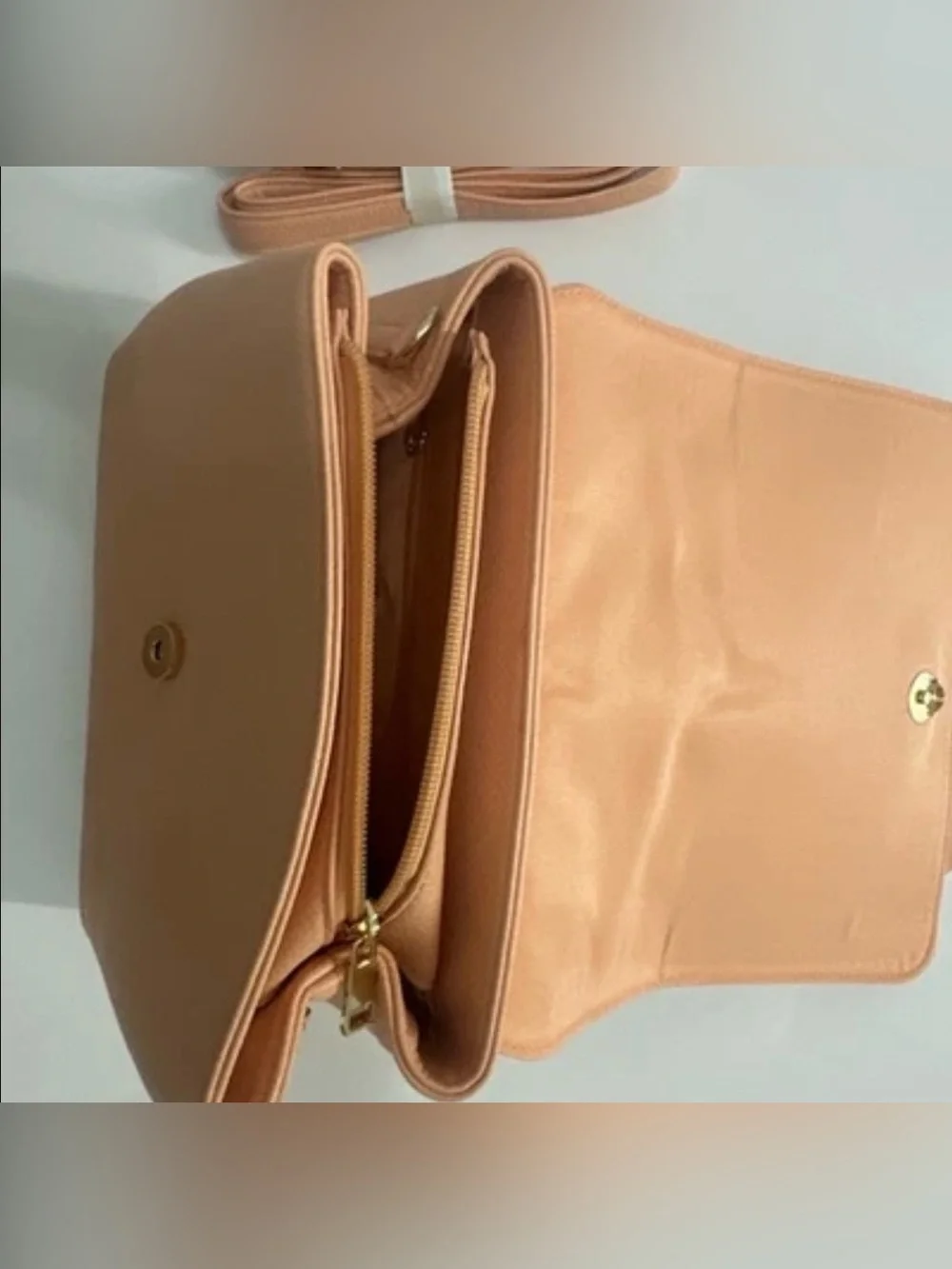 GROSSI/LIKE DREAMS Eva double bowtie vegan leather top handle crossbody -ORANGE